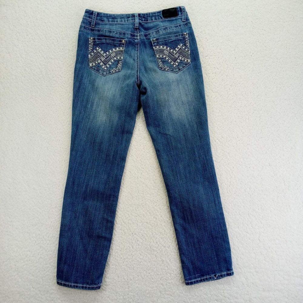 Earl Jean Jeans Women 27x28* Straight Leg Medium Wash Denim - Picture 3 of 11